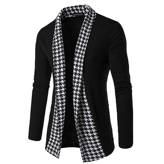 Cardigan vintage patchwork pied-de-poule pour homme