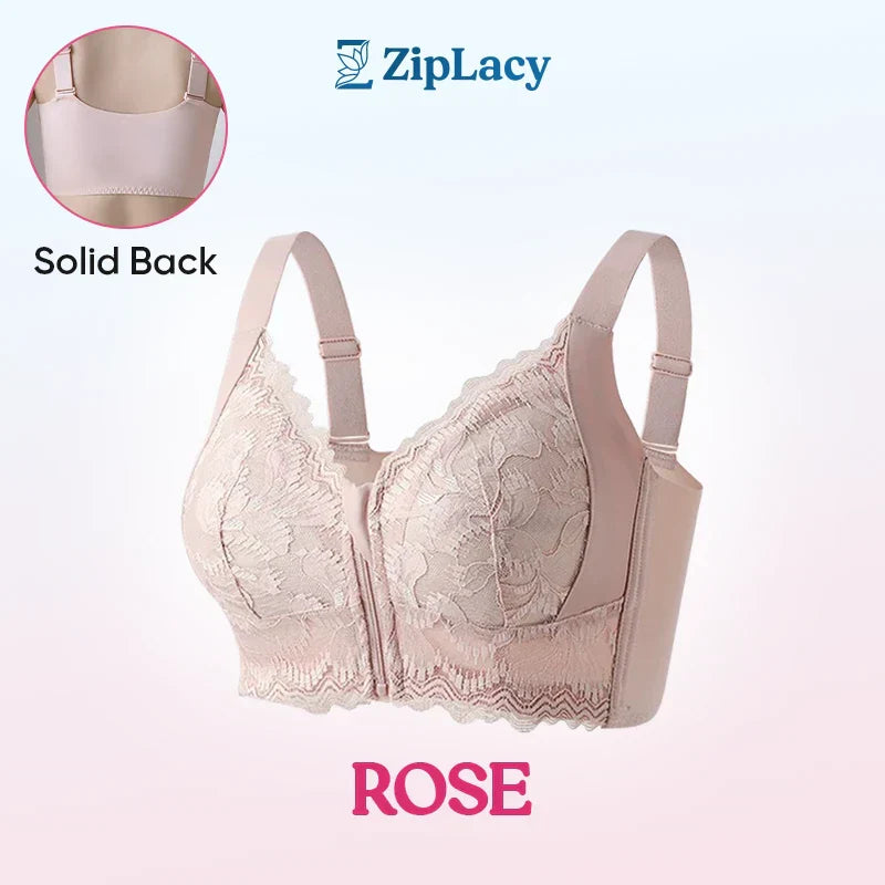 ZipLacy - SOLDES DE NOËL 70 % DE RÉDUCTION - Soutien-gorge push-up sans armature à fermeture éclair avant ultra doux