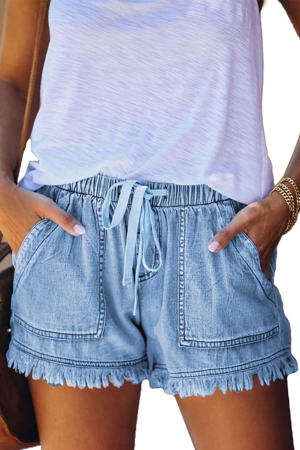 Shorts Légers pour Femmes, Amples, Tendance, avec Cordon de Serrage à la Taille, Confortables