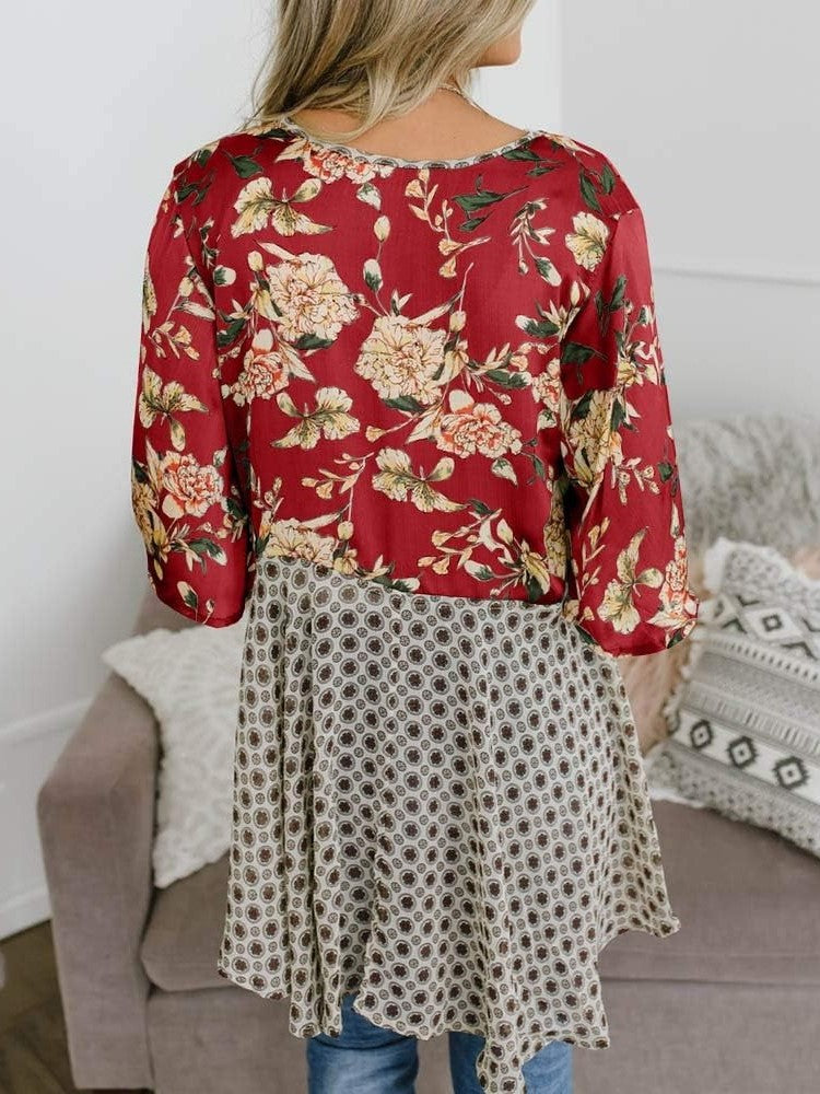 Cardigans Kimono Femme à Manches Volantes et Nœud, Imprimé Floral, Bohème Fluide et Ample
