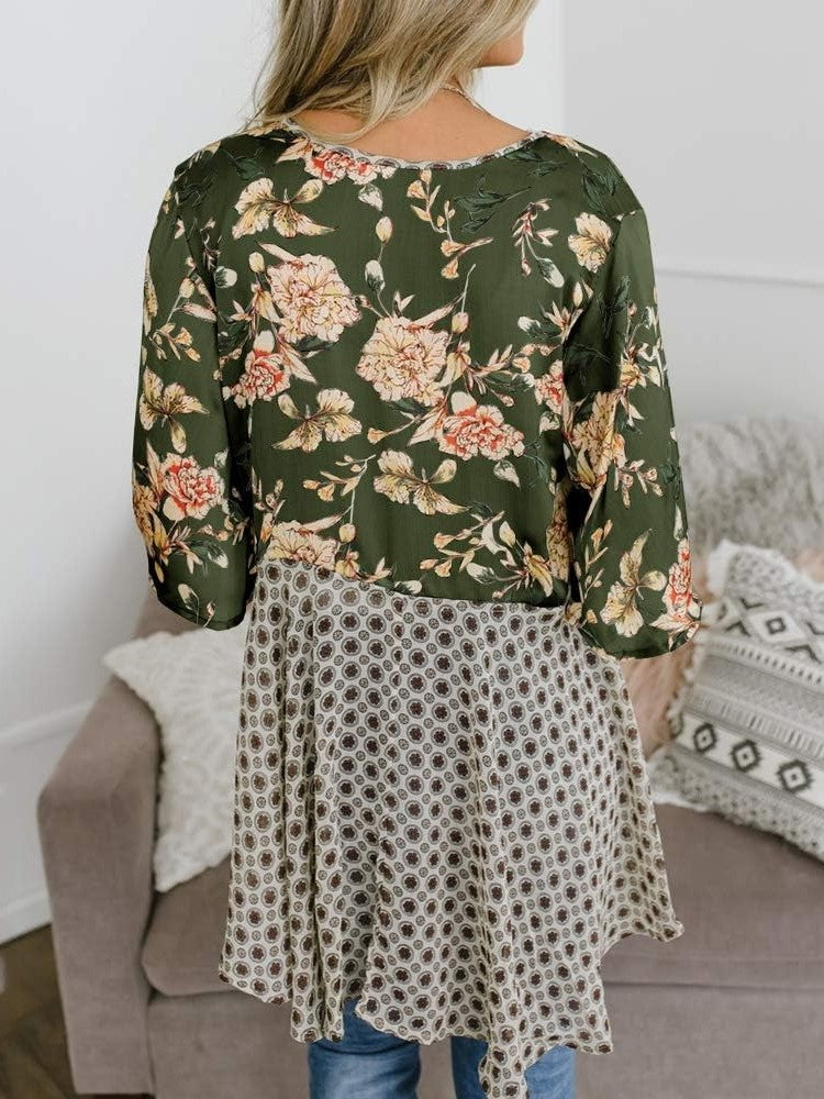 Cardigans Kimono Femme à Manches Volantes et Nœud, Imprimé Floral, Bohème Fluide et Ample