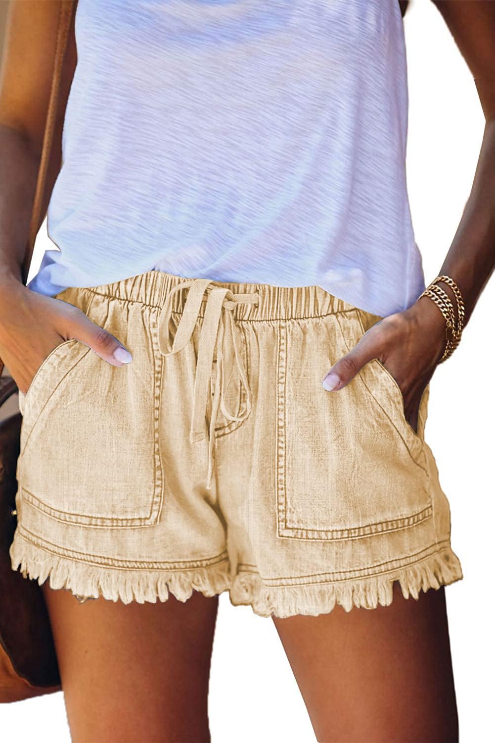Shorts Légers pour Femmes, Amples, Tendance, avec Cordon de Serrage à la Taille, Confortables