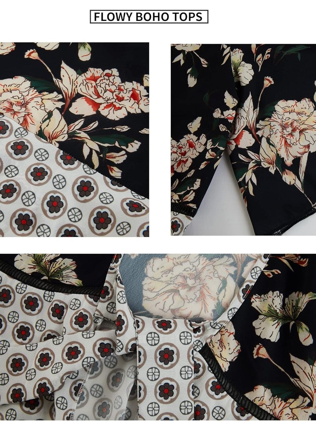 Cardigans Kimono Femme à Manches Volantes et Nœud, Imprimé Floral, Bohème Fluide et Ample