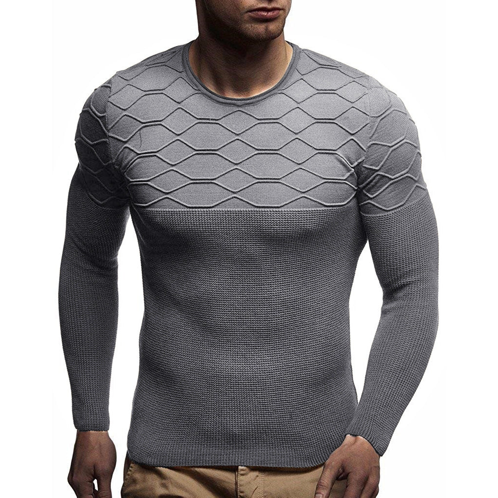 Chandail pull décontracté uni à col rond pour homme