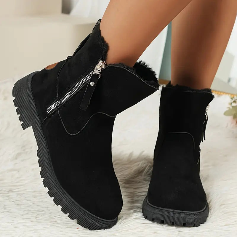 Bottines Martin zippées fourrées pour femme