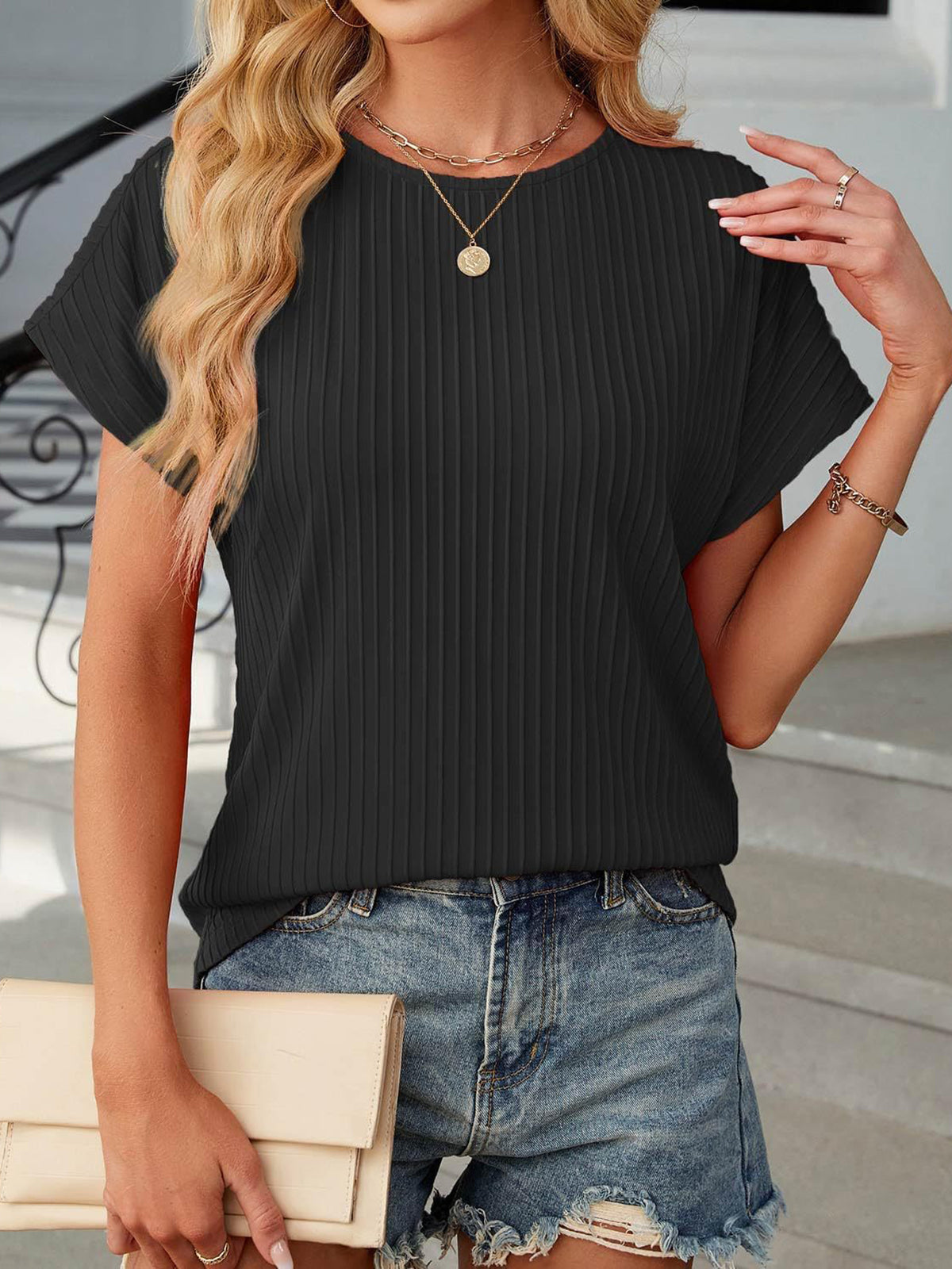 ✨Damen Sommer Klassisches Jacquard-Streifen-T-Shirt
