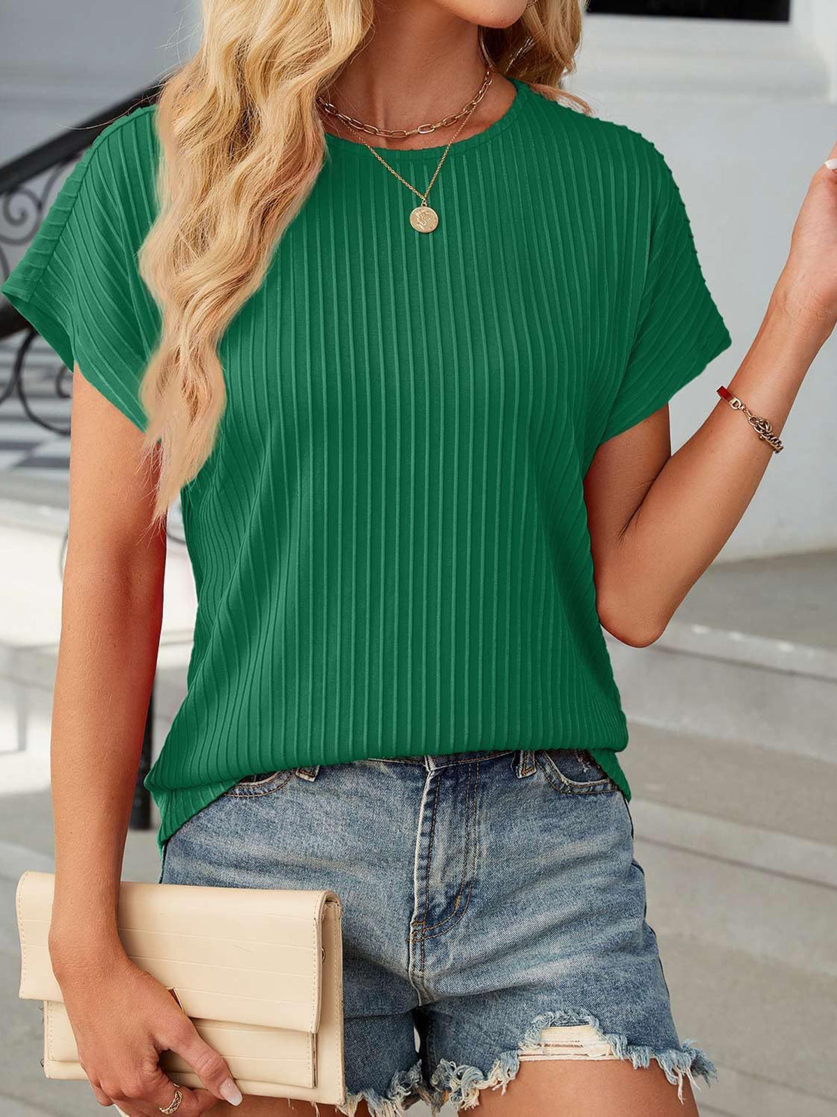 ✨Damen Sommer Klassisches Jacquard-Streifen-T-Shirt