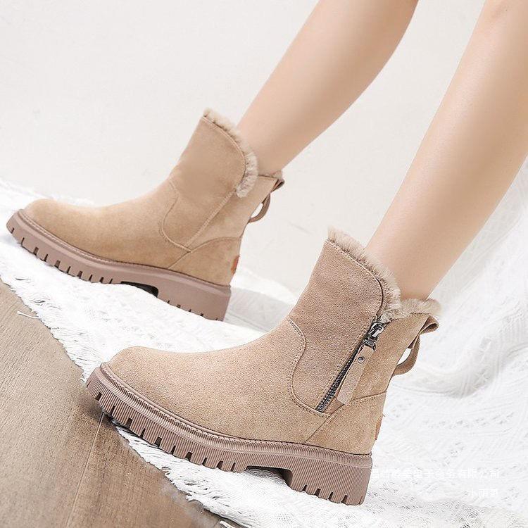 Bottines Martin zippées fourrées pour femme
