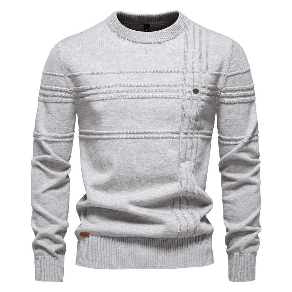 Pull ras du cou rayé pour homme