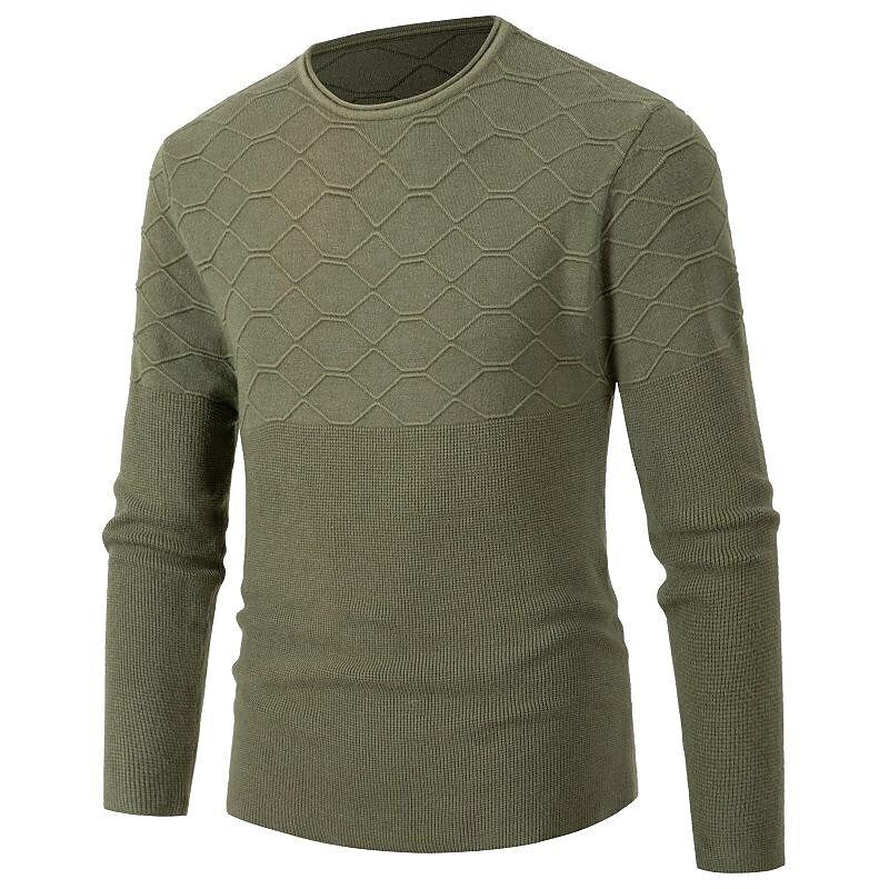 Chandail pull décontracté uni à col rond pour homme