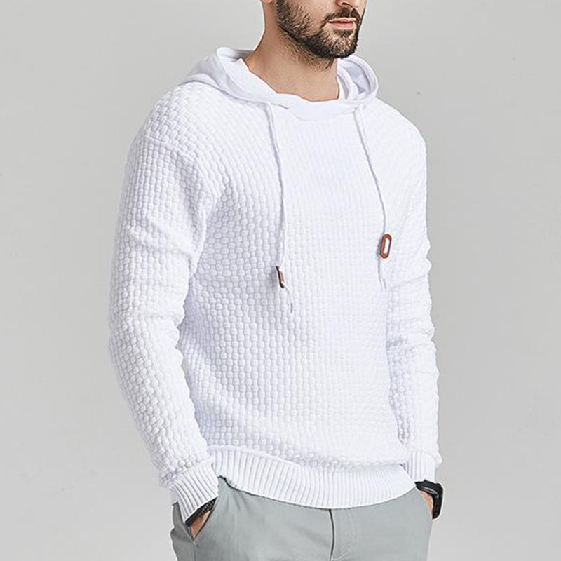 Herren-Pullover Jacquard-Karo-Muster Kapuzenpullover Basic Vintage-Stil