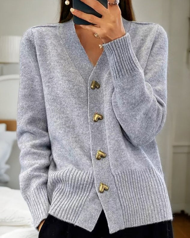 Gilet élégant à boutons en forme de cœur pour femme
