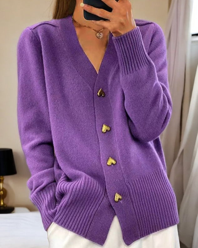 Gilet élégant à boutons en forme de cœur pour femme